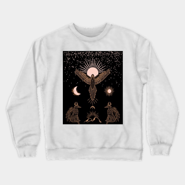 Collection of mythology and mystical illustrations in hand drawn style, fantasy animals, minimal art Crewneck Sweatshirt by Modern Art